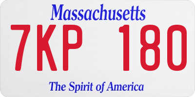 MA license plate 7KP180