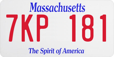 MA license plate 7KP181