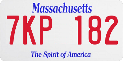 MA license plate 7KP182