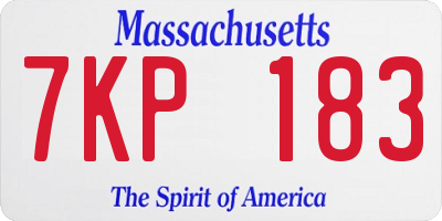 MA license plate 7KP183