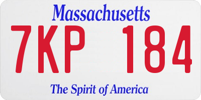 MA license plate 7KP184