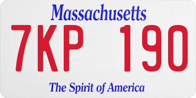 MA license plate 7KP190