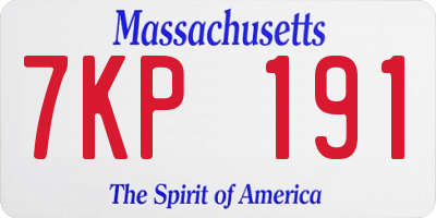 MA license plate 7KP191