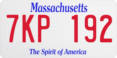 MA license plate 7KP192