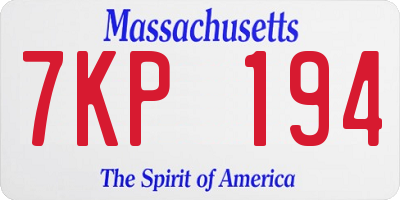 MA license plate 7KP194
