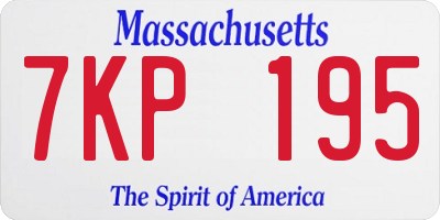 MA license plate 7KP195