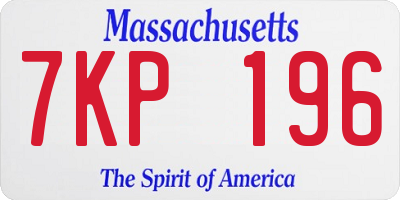 MA license plate 7KP196
