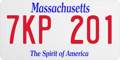 MA license plate 7KP201