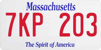 MA license plate 7KP203