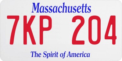 MA license plate 7KP204