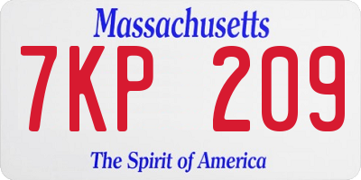 MA license plate 7KP209