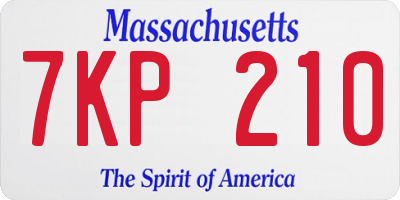MA license plate 7KP210