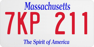 MA license plate 7KP211