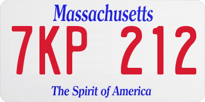 MA license plate 7KP212