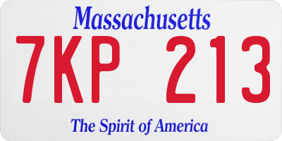 MA license plate 7KP213