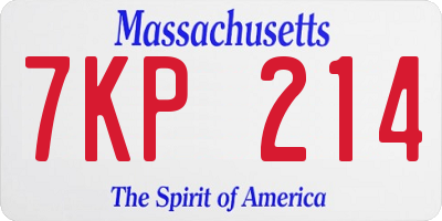 MA license plate 7KP214