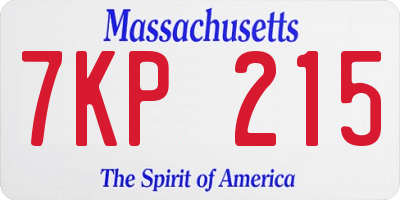 MA license plate 7KP215