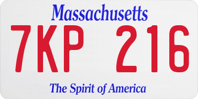 MA license plate 7KP216