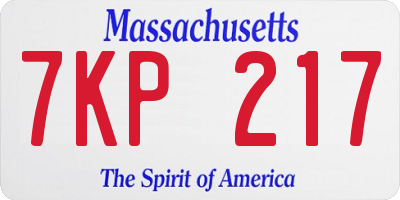 MA license plate 7KP217