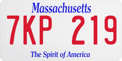 MA license plate 7KP219