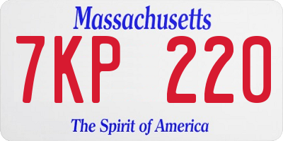 MA license plate 7KP220