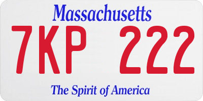 MA license plate 7KP222