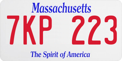 MA license plate 7KP223