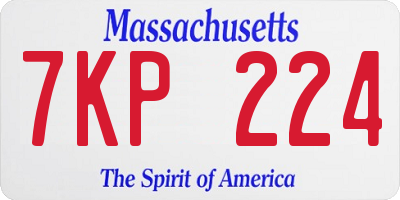 MA license plate 7KP224