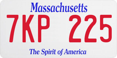 MA license plate 7KP225