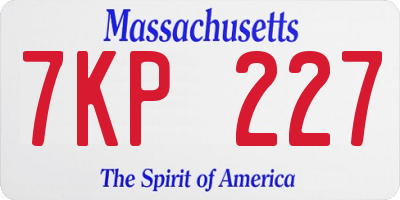 MA license plate 7KP227