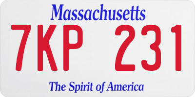MA license plate 7KP231