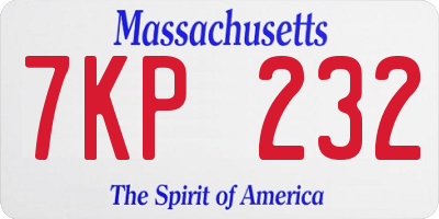 MA license plate 7KP232