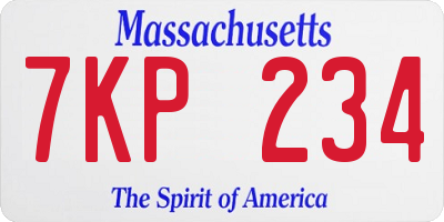 MA license plate 7KP234