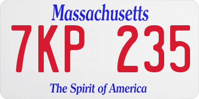 MA license plate 7KP235