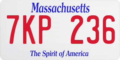 MA license plate 7KP236