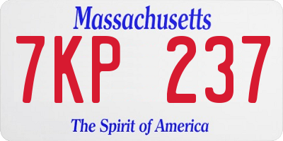 MA license plate 7KP237