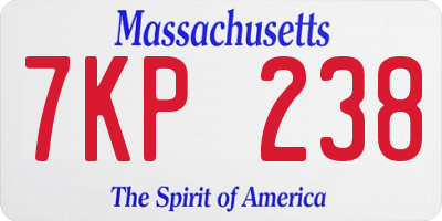 MA license plate 7KP238