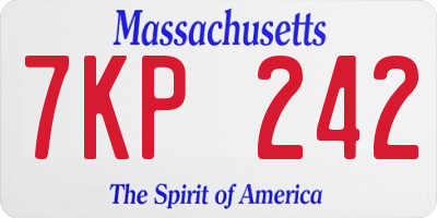 MA license plate 7KP242