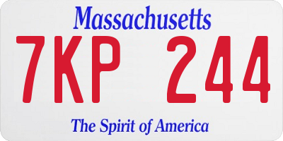 MA license plate 7KP244