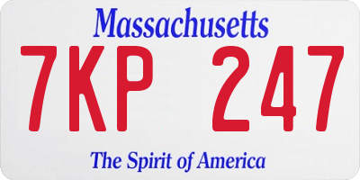 MA license plate 7KP247