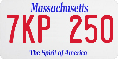 MA license plate 7KP250