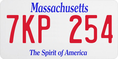 MA license plate 7KP254