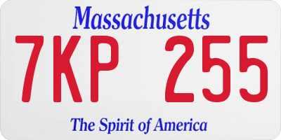MA license plate 7KP255