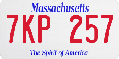 MA license plate 7KP257