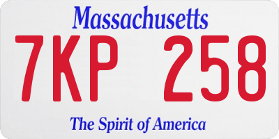 MA license plate 7KP258