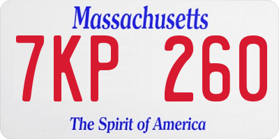 MA license plate 7KP260