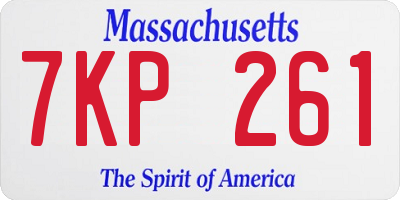 MA license plate 7KP261