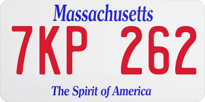 MA license plate 7KP262
