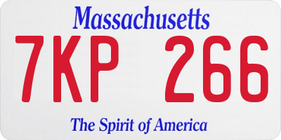 MA license plate 7KP266