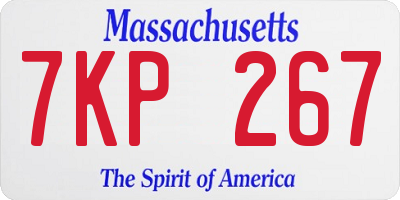 MA license plate 7KP267
